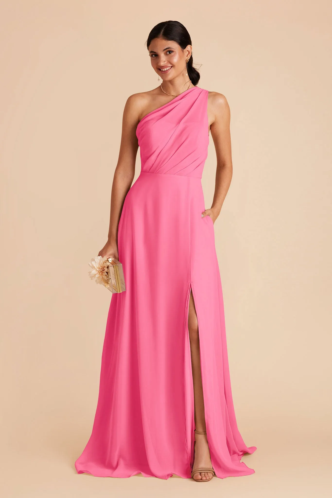 Kira Chiffon Dress With Slit - Bon Bon Pink sold by Birdy Grey product image thumbnail 4