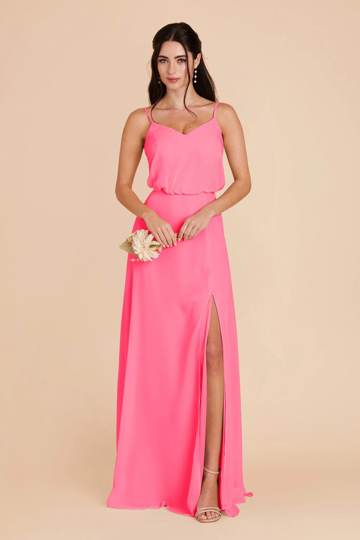 Gwennie Chiffon Dress With Slit - Bon Bon Pink sold by Birdy Grey product image thumbnail 3