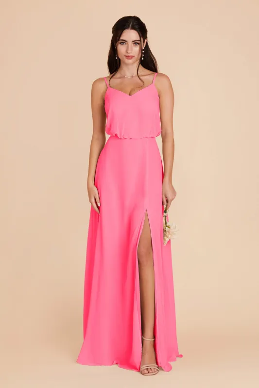 Gwennie Chiffon Dress With Slit - Bon Bon Pink sold by Birdy Grey