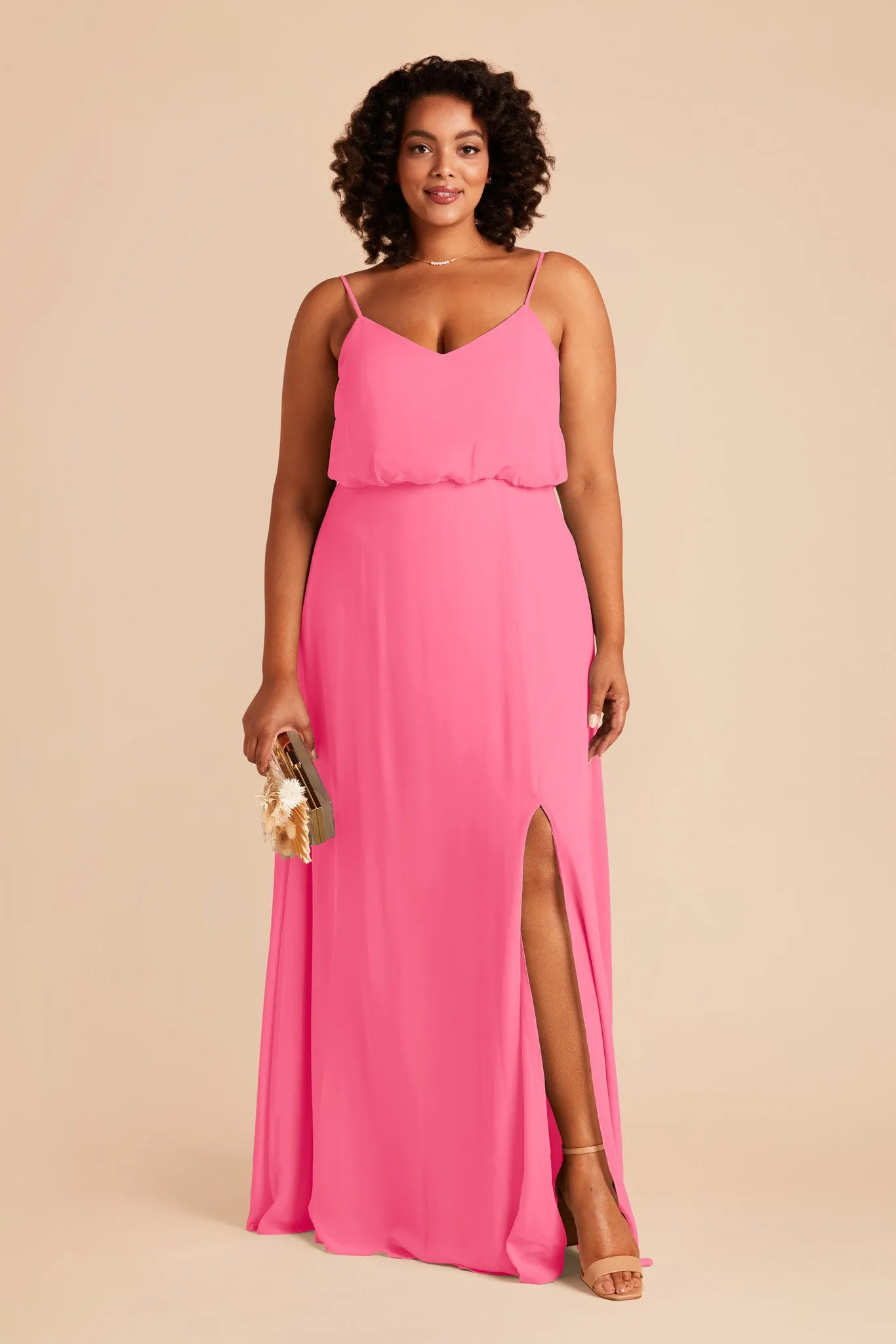 Gwennie Chiffon Dress With Slit - Bon Bon Pink sold by Birdy Grey product image thumbnail 2
