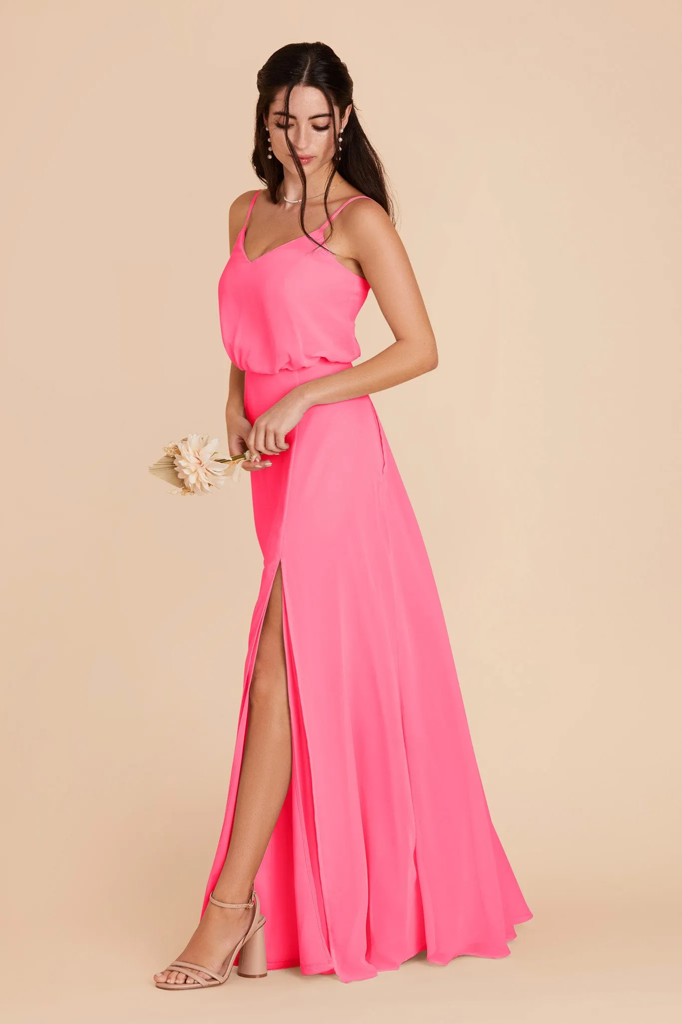 Gwennie Chiffon Dress With Slit - Bon Bon Pink sold by Birdy Grey product image thumbnail 4