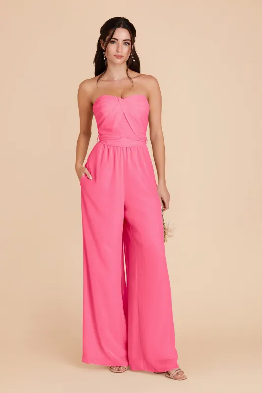 Gigi Chiffon Jumpsuit - Bon Bon Pink sold by Birdy Grey