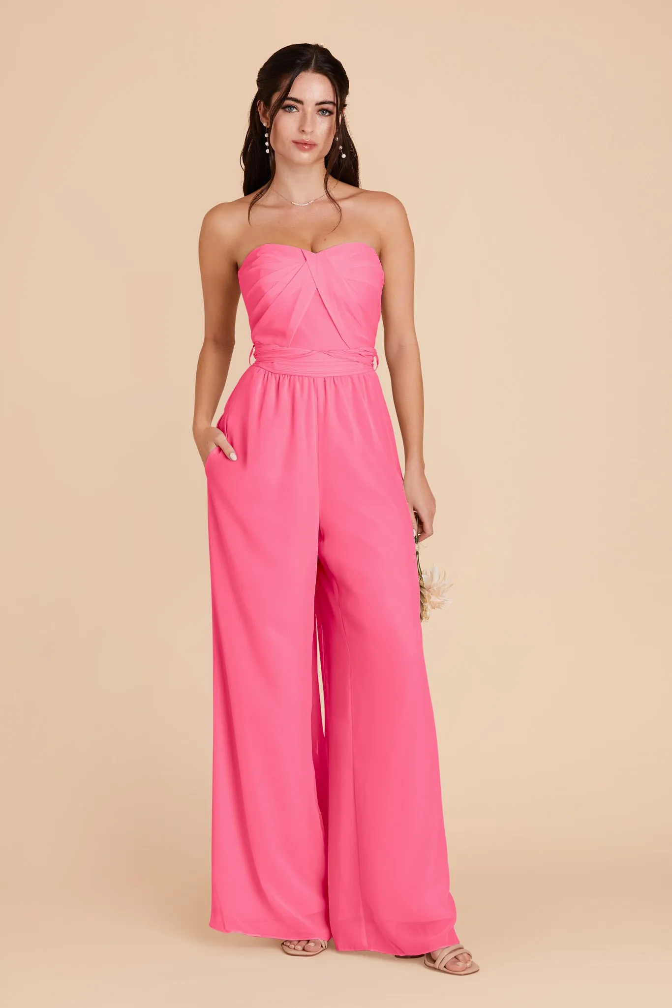Gigi Chiffon Jumpsuit - Bon Bon Pink sold by Birdy Grey