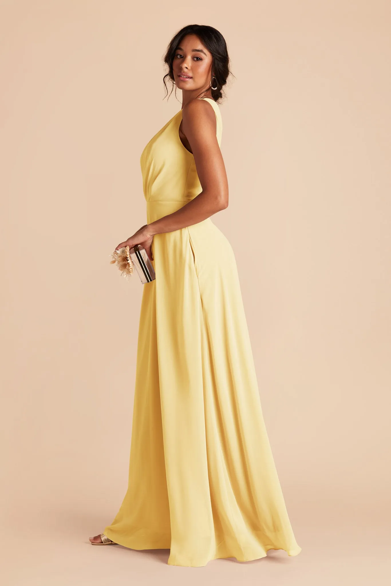 Kira Chiffon Dress With Slit - Lemon Sorbet sold by Birdy Grey product image thumbnail 3