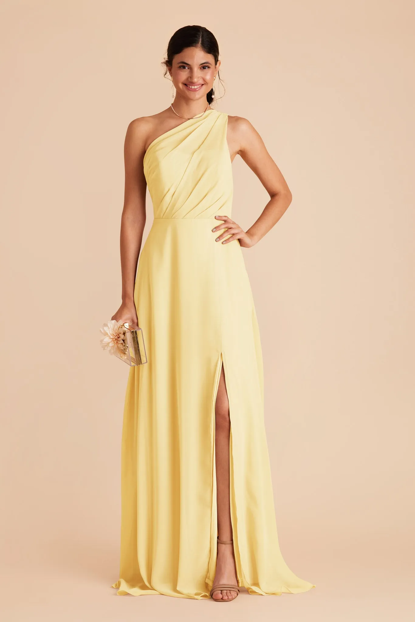 Kira Chiffon Dress With Slit - Lemon Sorbet sold by Birdy Grey product image thumbnail 2