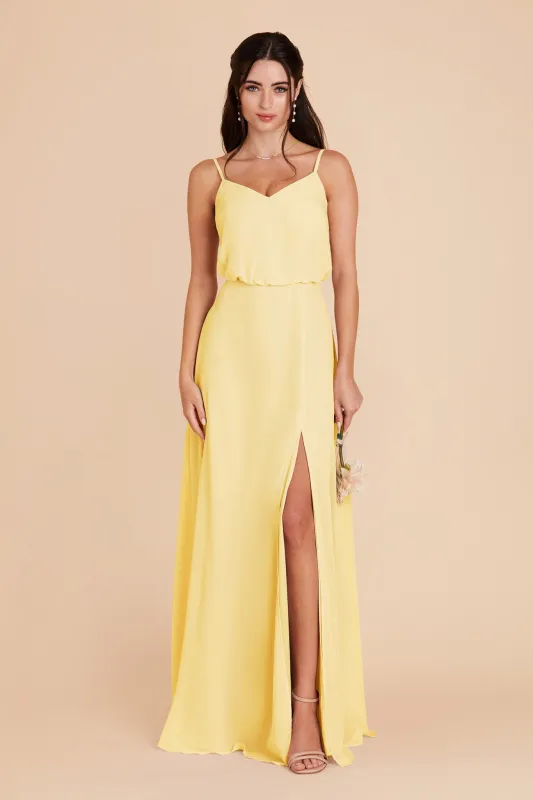 Gwennie Chiffon Dress With Slit - Lemon Sorbet sold by Birdy Grey
