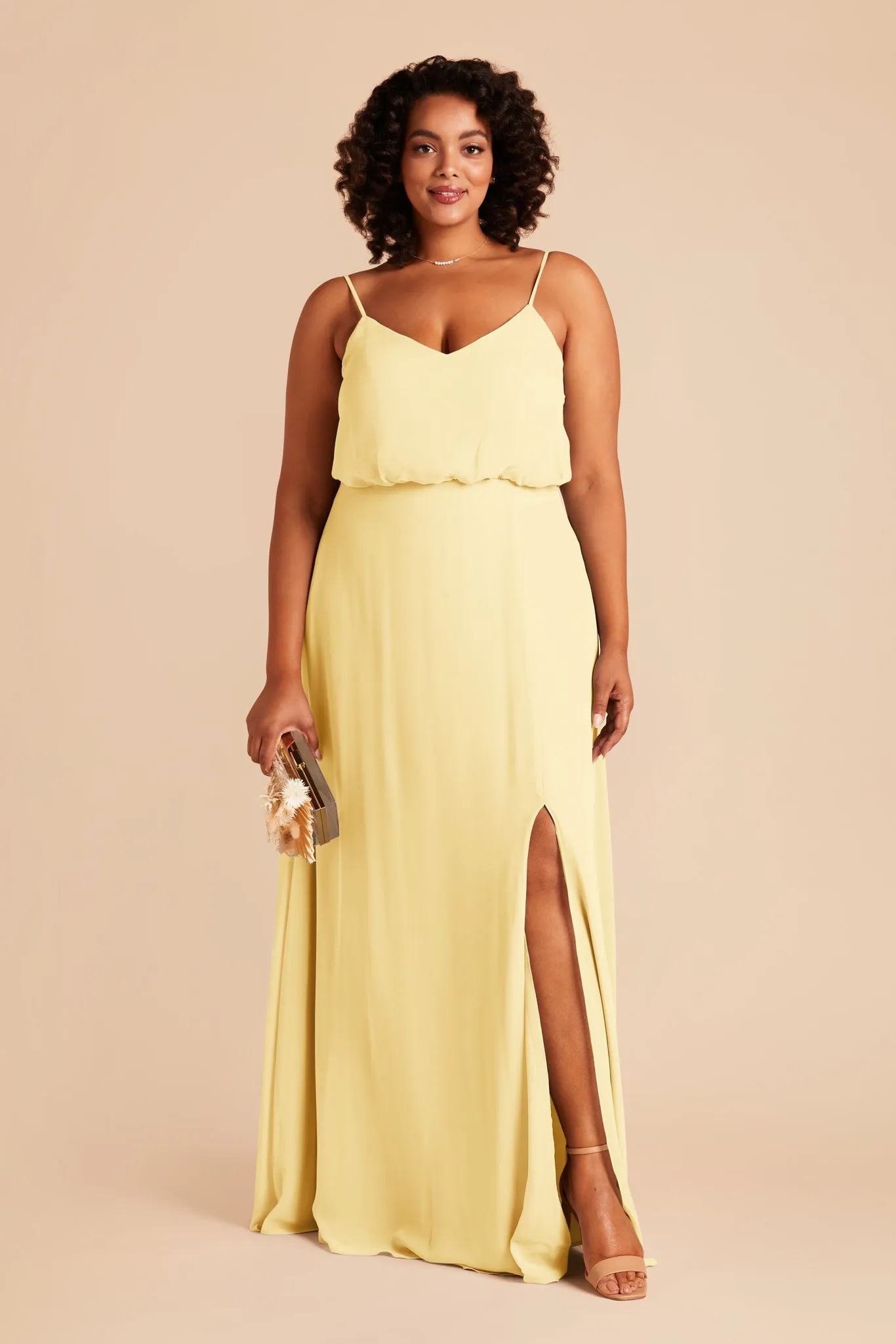 Gwennie Chiffon Dress With Slit - Lemon Sorbet sold by Birdy Grey product image thumbnail 2
