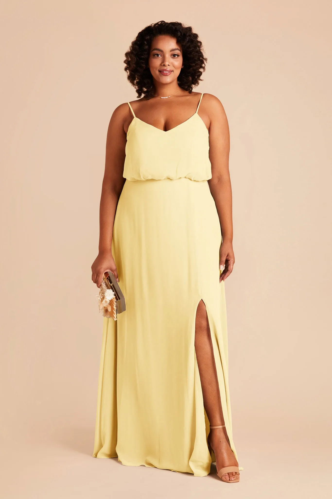 Gwennie Chiffon Dress With Slit - Lemon Sorbet sold by Birdy Grey product image thumbnail 5