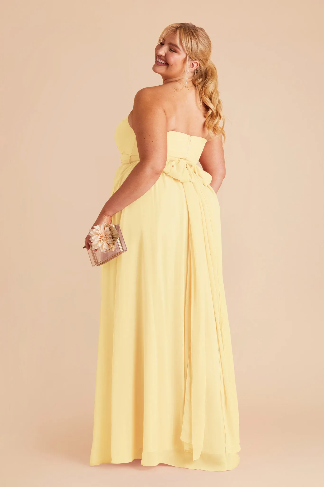 Grace Chiffon Dress With Slit - Lemon Sorbet sold by Birdy Grey product image thumbnail 5