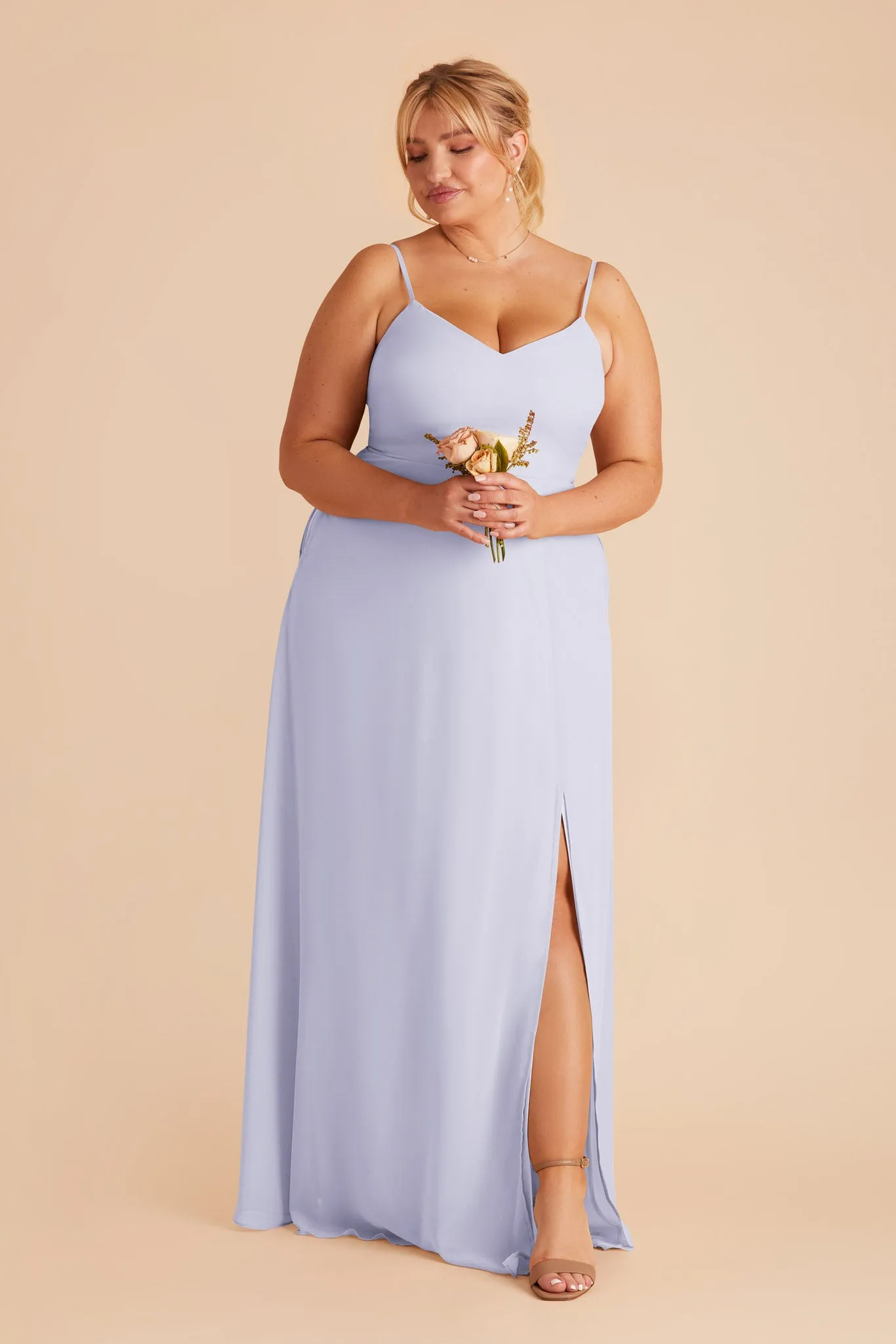 Devin Chiffon Dress With Slit - Periwinkle Blue sold by Birdy Grey product image thumbnail 2