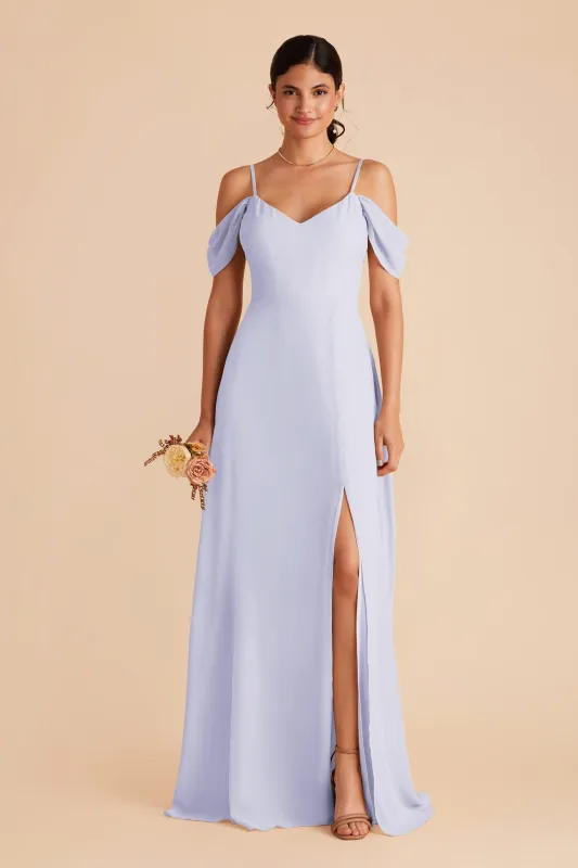Devin Chiffon Dress With Slit - Periwinkle Blue sold by Birdy Grey
