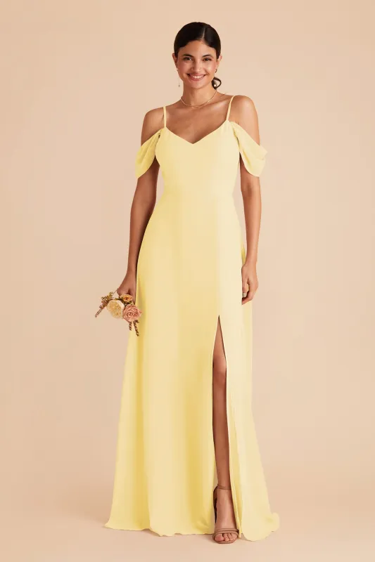Devin Chiffon Dress With Slit - Lemon Sorbet sold by Birdy Grey