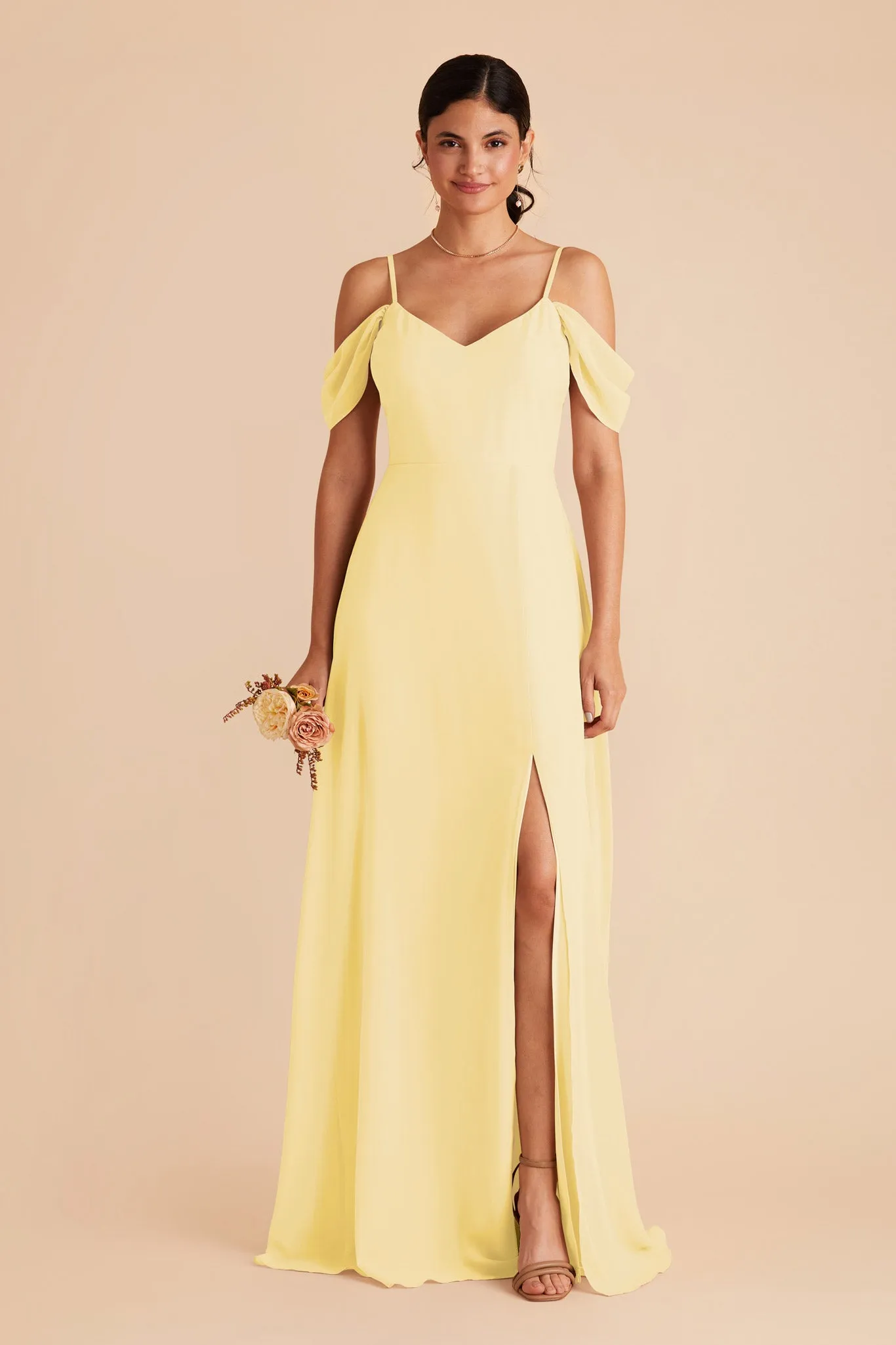 Devin Chiffon Dress With Slit - Lemon Sorbet sold by Birdy Grey product image thumbnail 4
