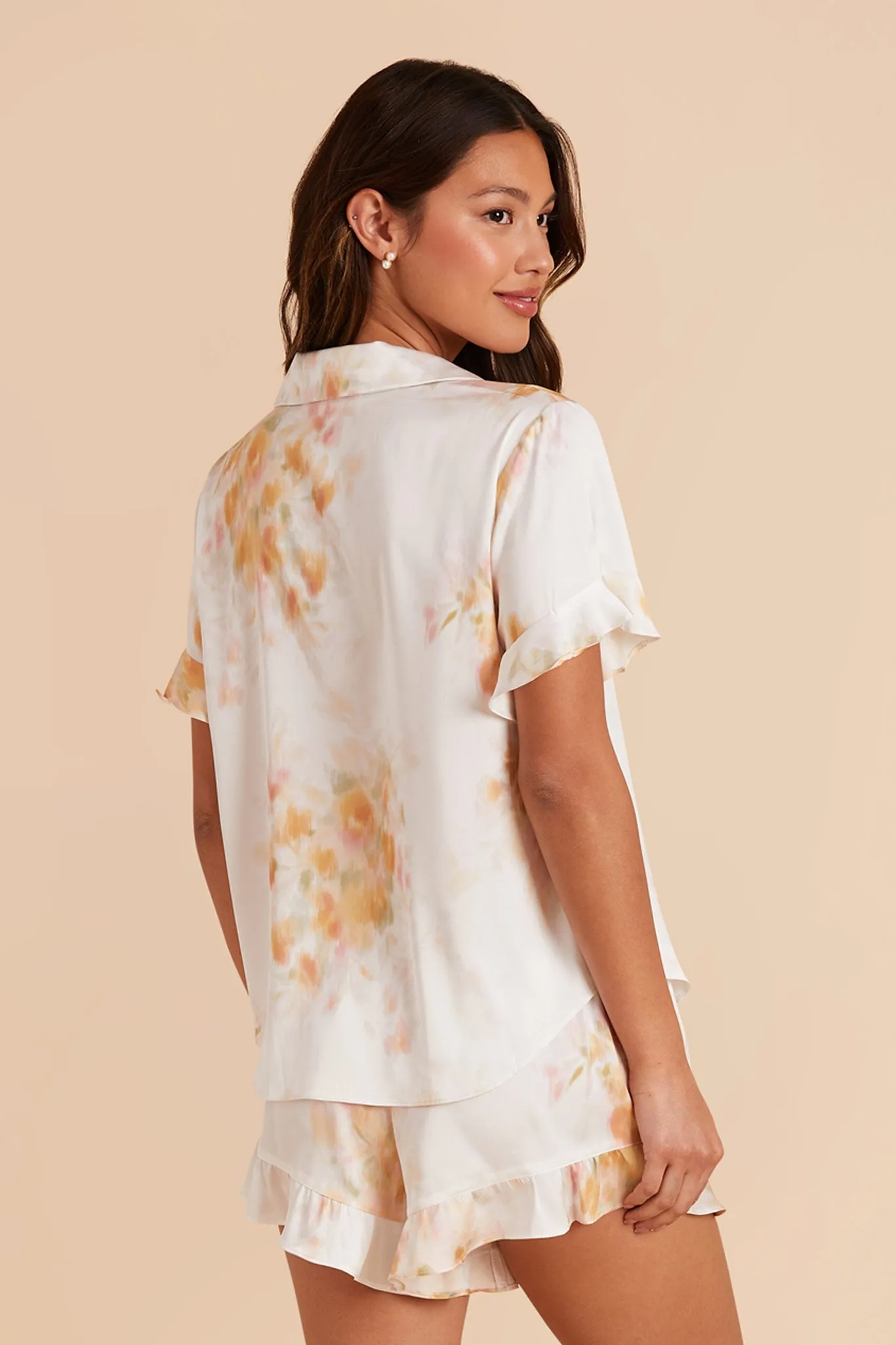 Esther Matte Satin Pajama Set - White Blurred Floral sold by Birdy Grey product image thumbnail 4