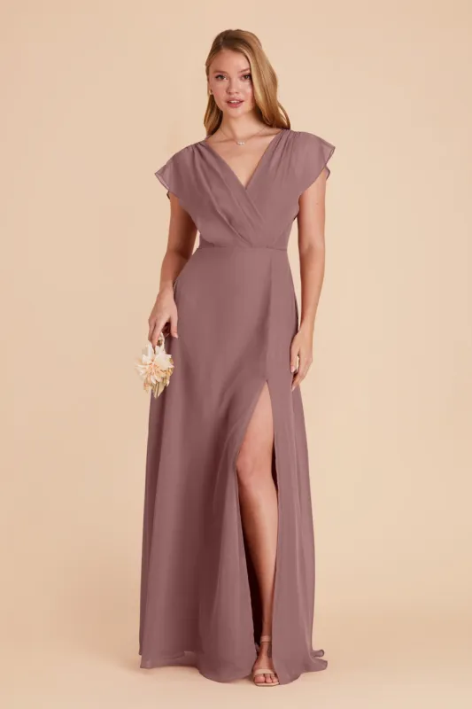 Violet Chiffon Dress - Dark Mauve sold by Birdy Grey