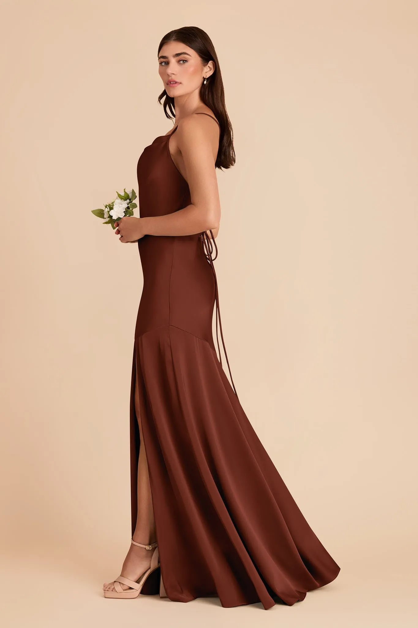 Olivia Matte Satin Dress - Cognac sold by Birdy Grey product image thumbnail 5