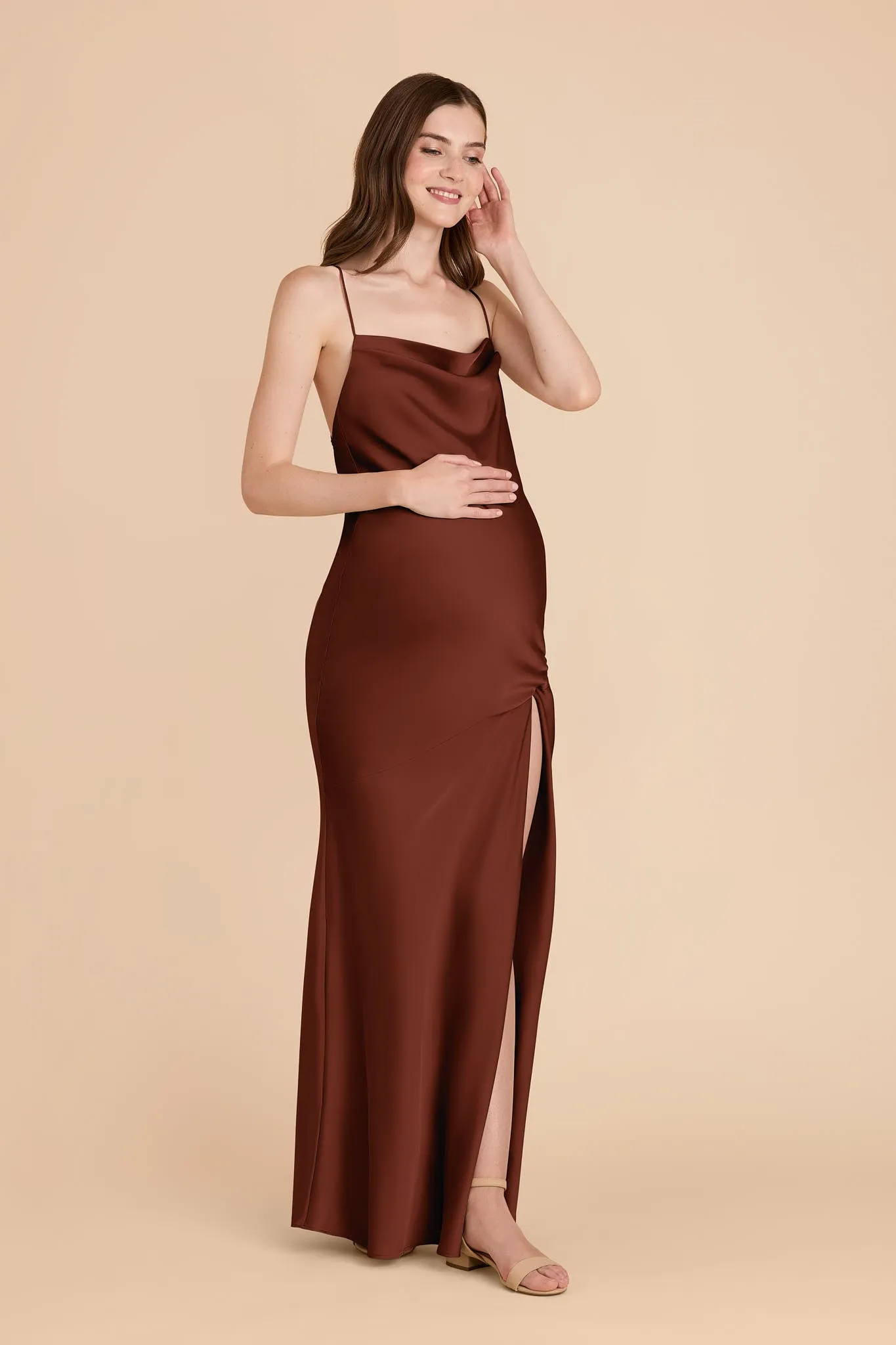 Olivia Matte Satin Dress - Cognac sold by Birdy Grey product image thumbnail 2