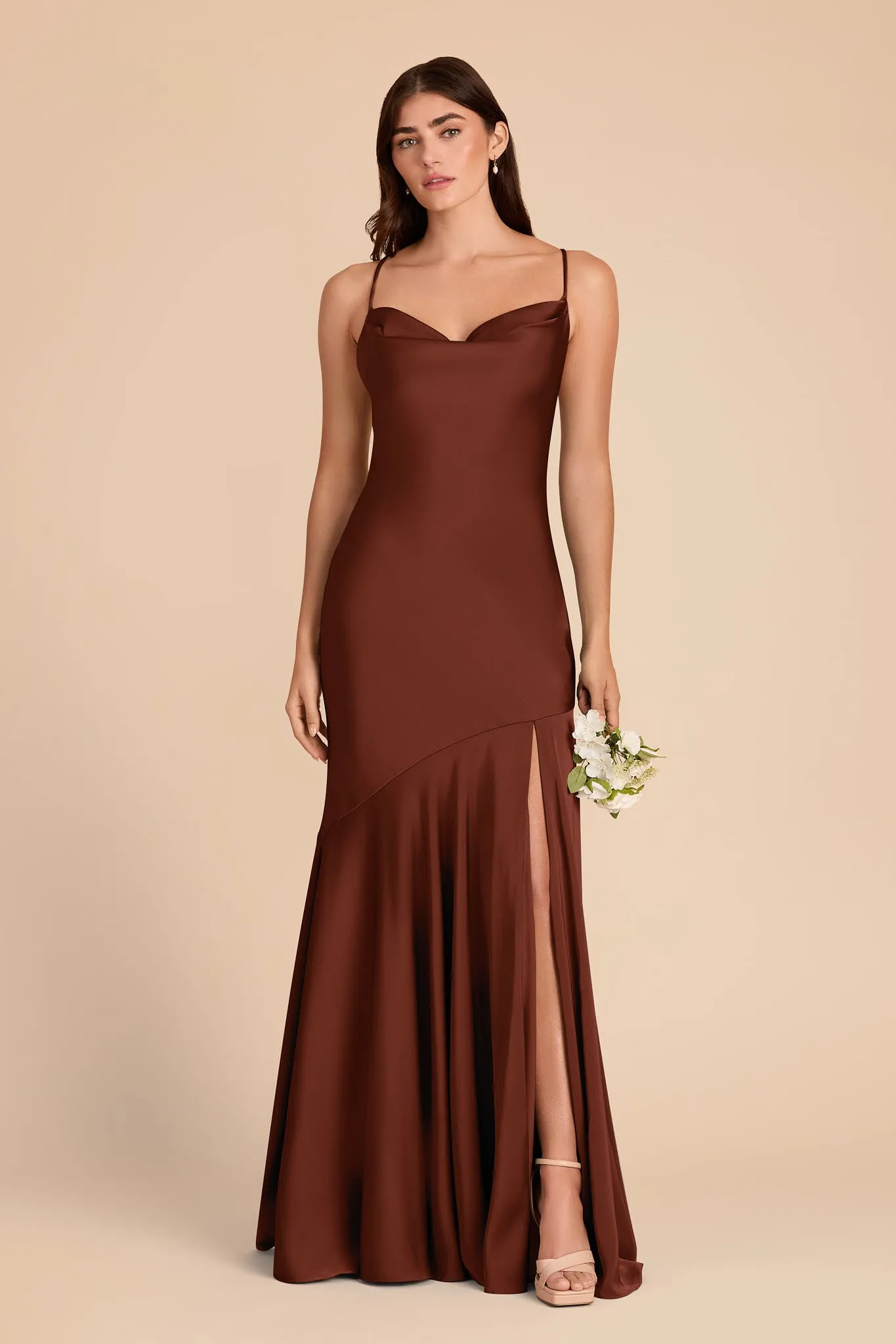 Olivia Matte Satin Dress - Cognac sold by Birdy Grey product image thumbnail 4