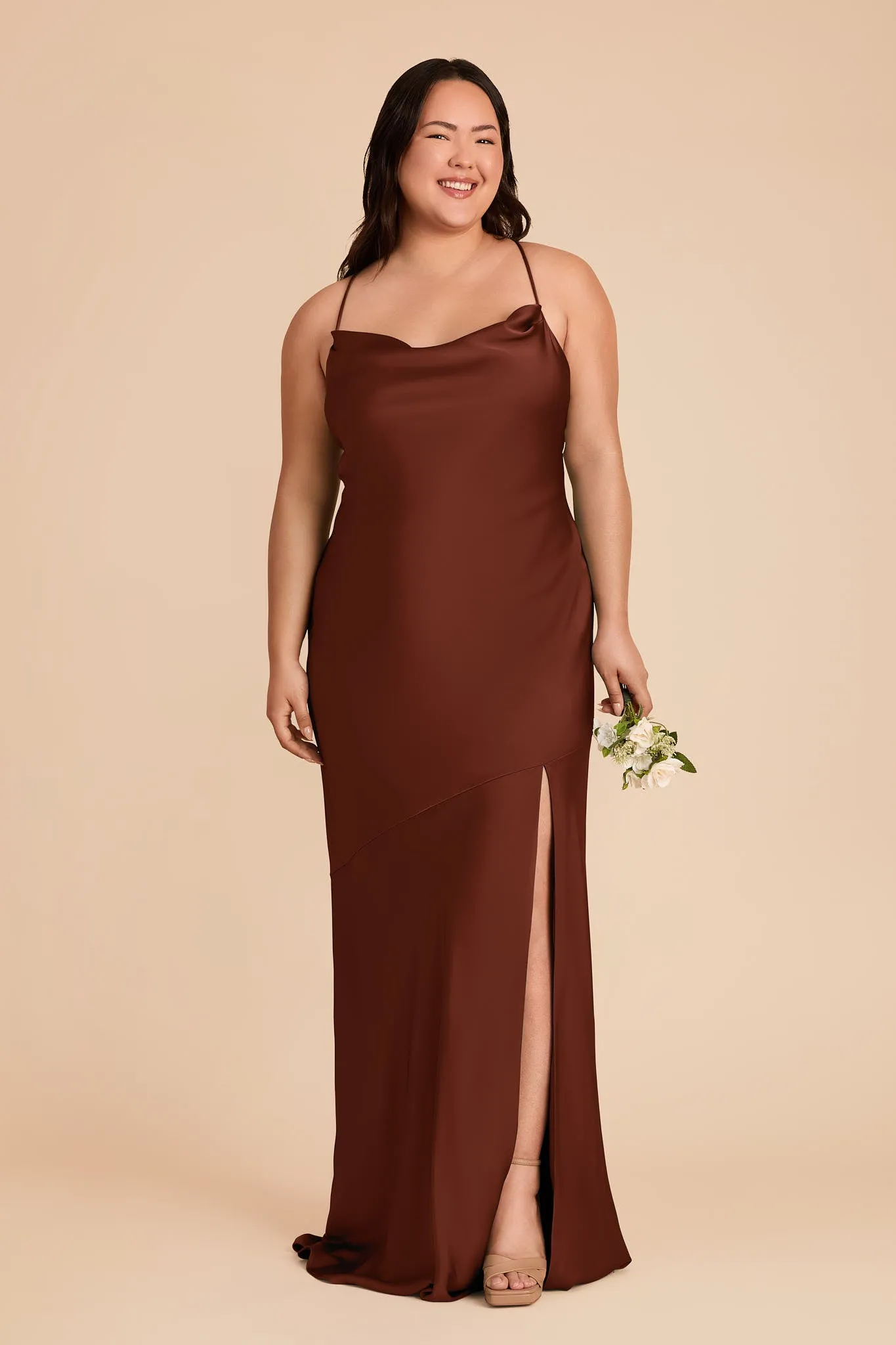 Olivia Matte Satin Dress - Cognac sold by Birdy Grey product image thumbnail 3