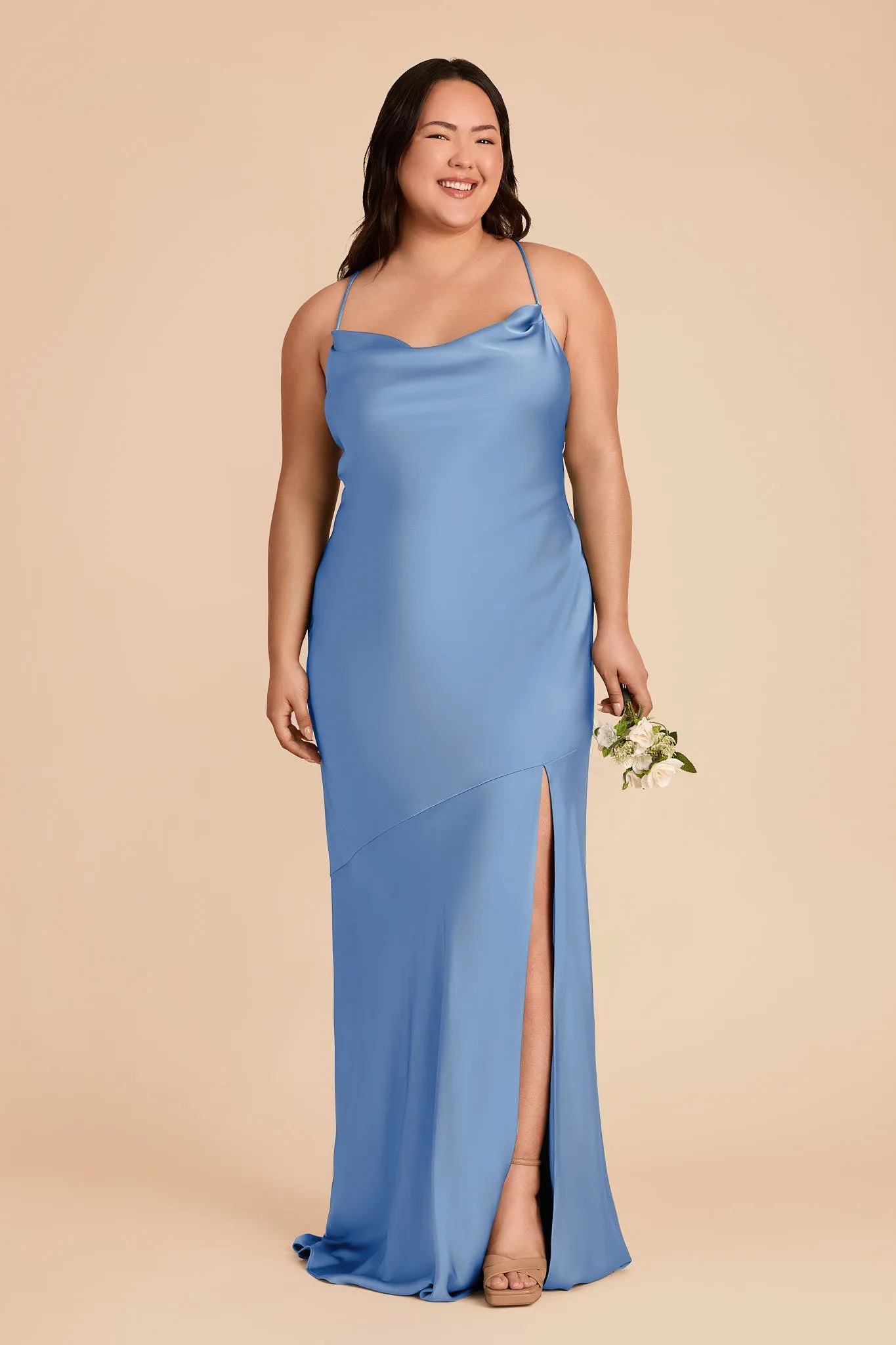 Olivia Matte Satin Dress - Bluebell sold by Birdy Grey product image thumbnail 3