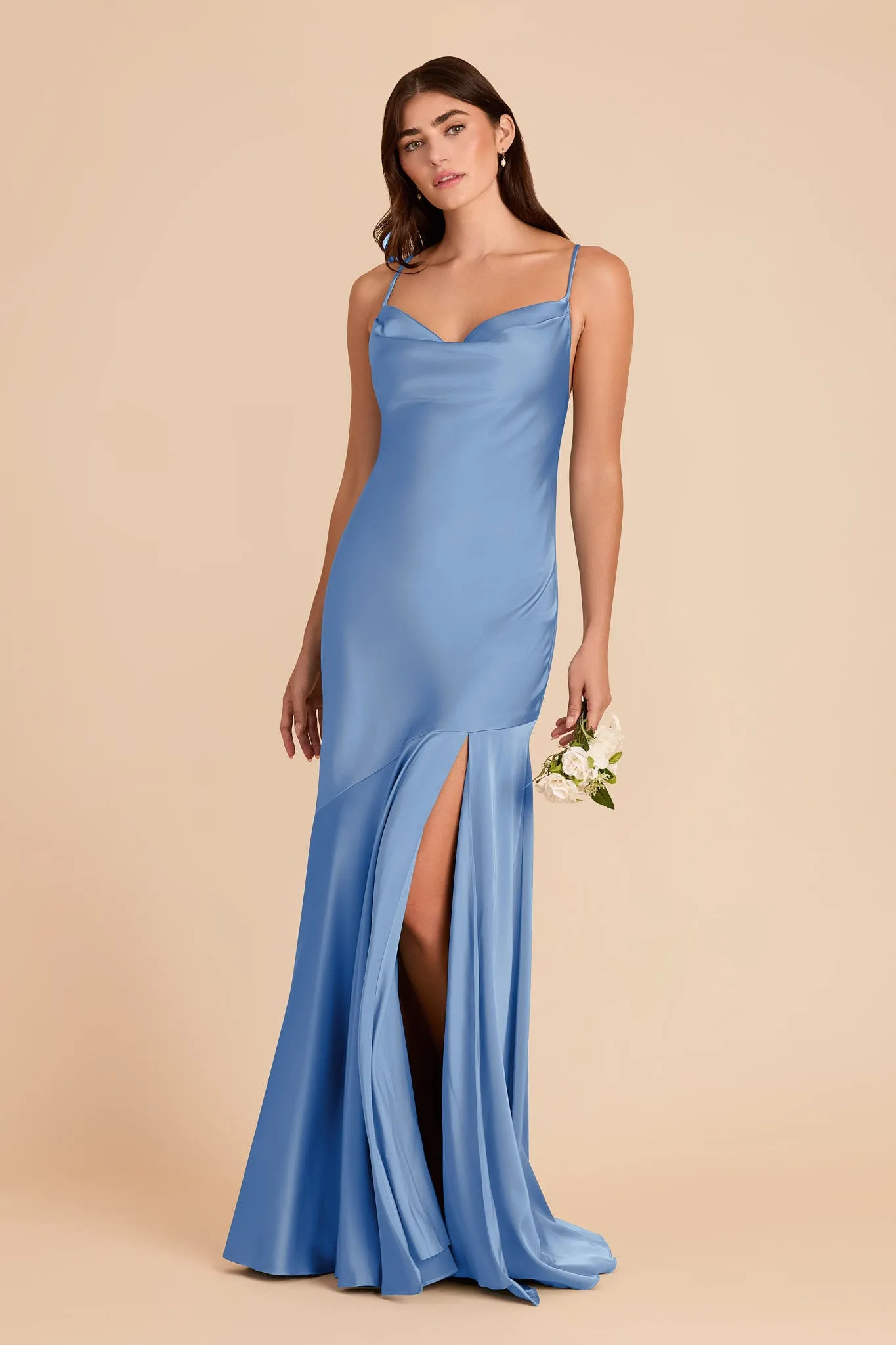 Olivia Matte Satin Dress - Bluebell sold by Birdy Grey product image thumbnail 4