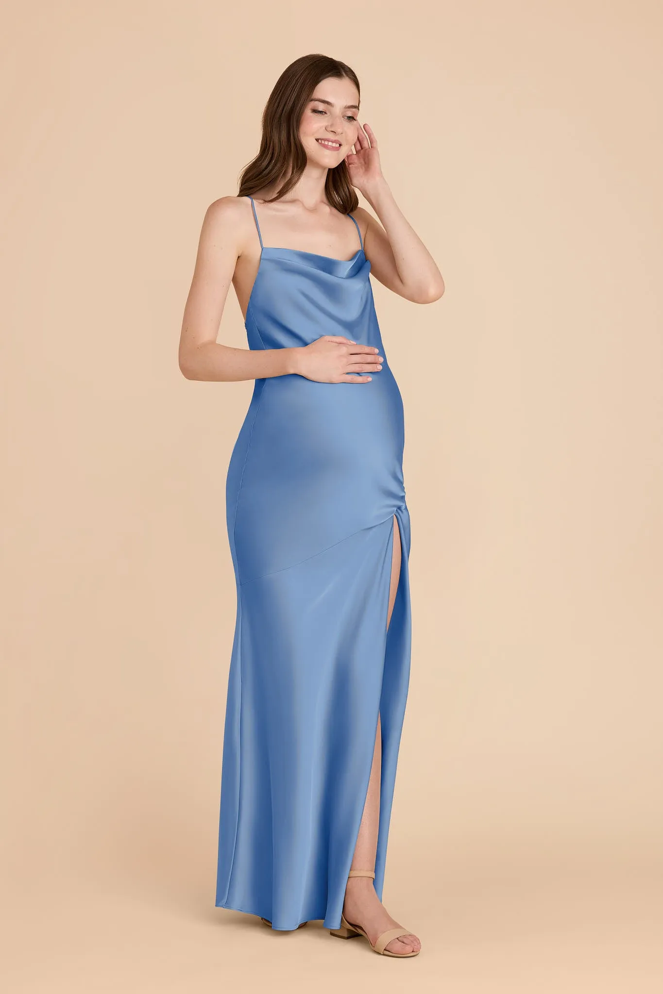 Olivia Matte Satin Dress - Bluebell sold by Birdy Grey product image thumbnail 2