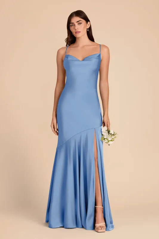 Olivia Matte Satin Dress - Bluebell sold by Birdy Grey