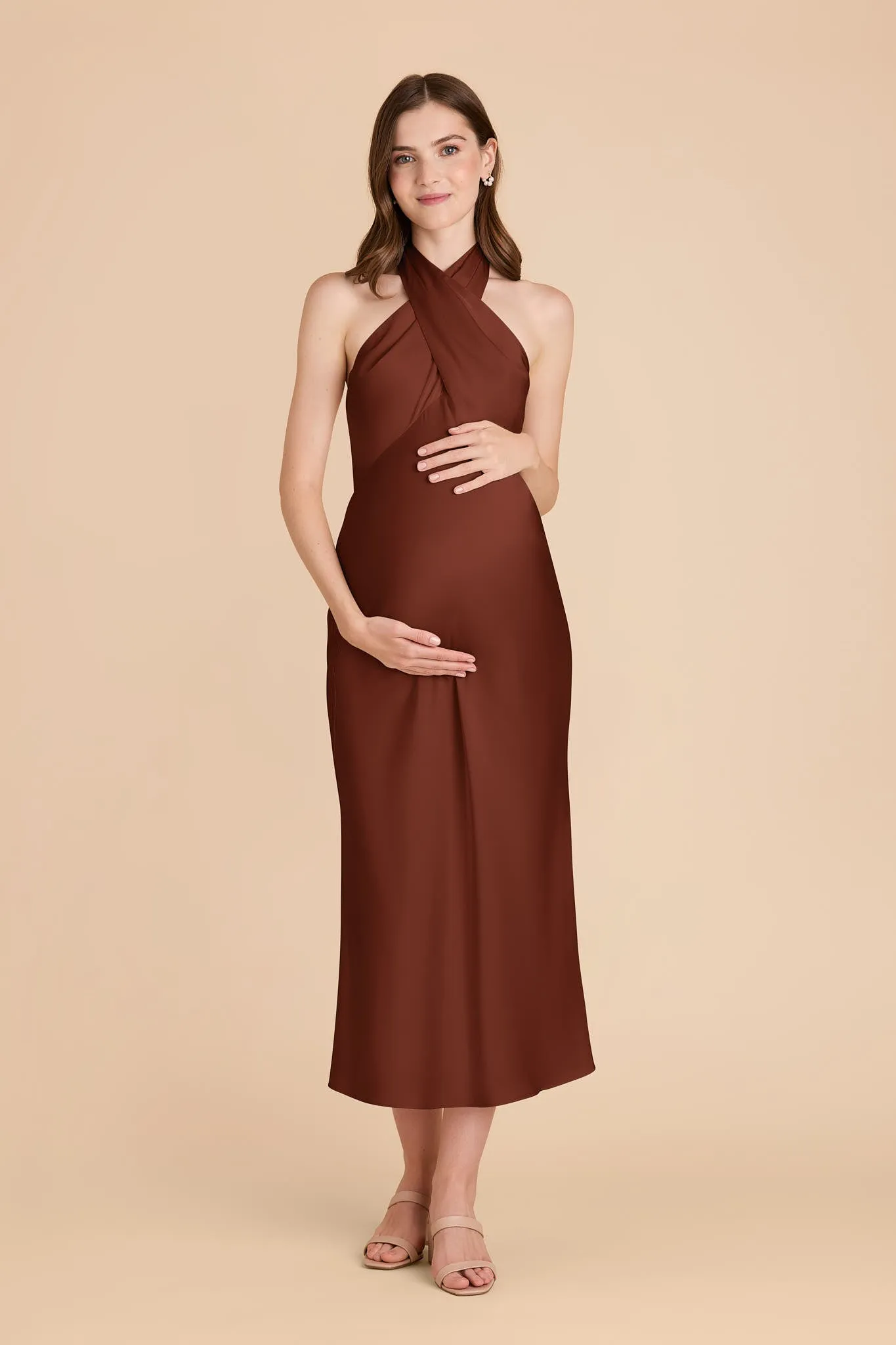 Monique Matte Satin Dress - Cognac sold by Birdy Grey product image thumbnail 2