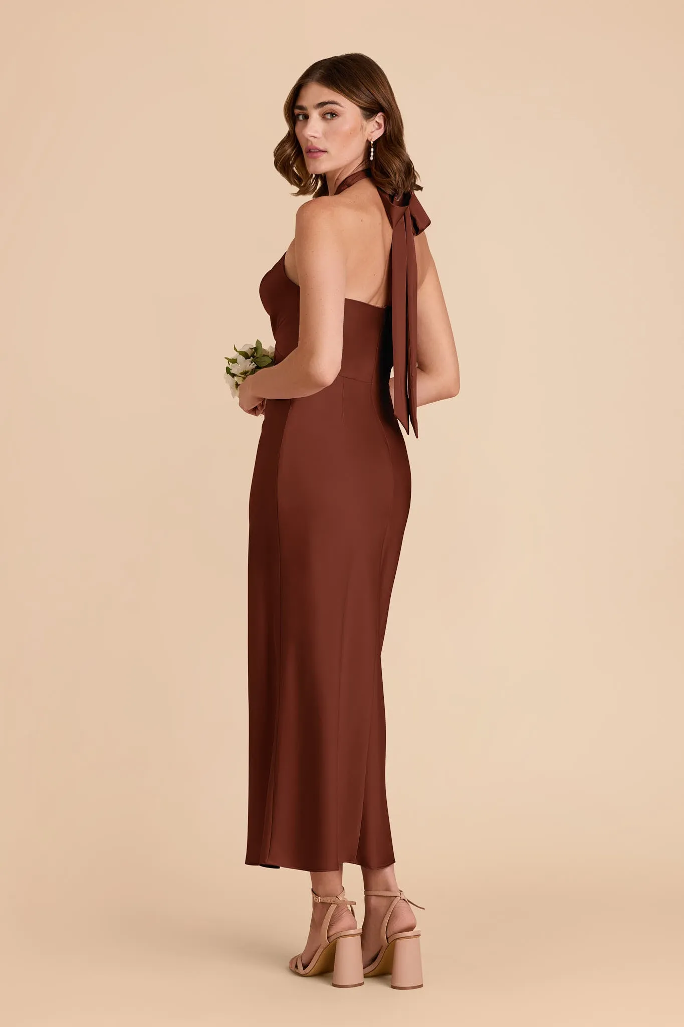 Monique Matte Satin Dress - Cognac sold by Birdy Grey product image thumbnail 5