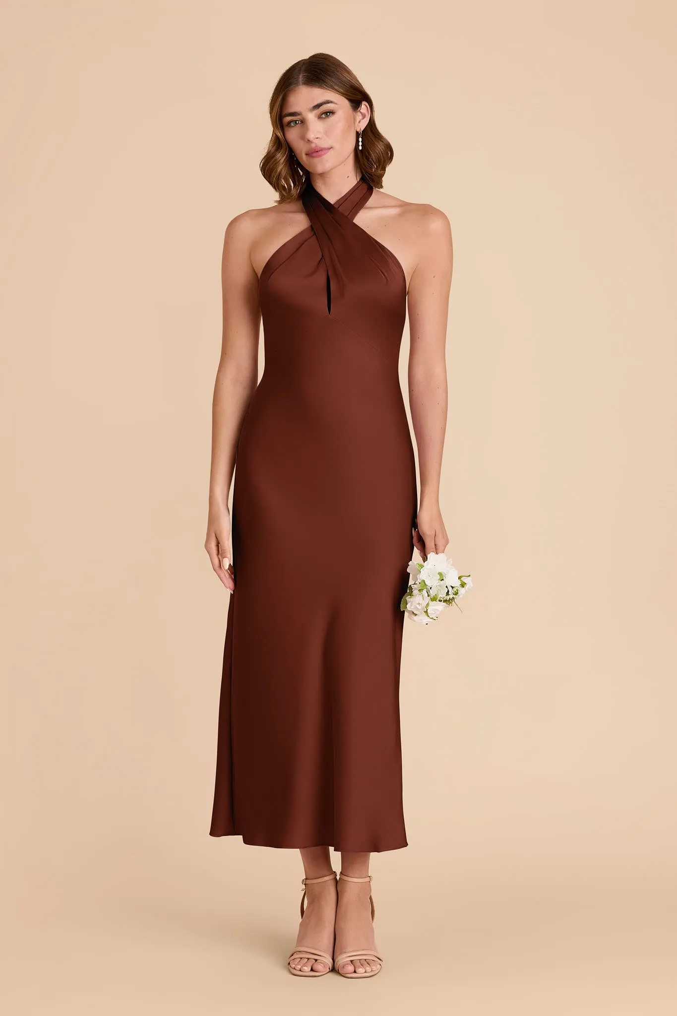 Monique Matte Satin Dress - Cognac sold by Birdy Grey product image thumbnail 4