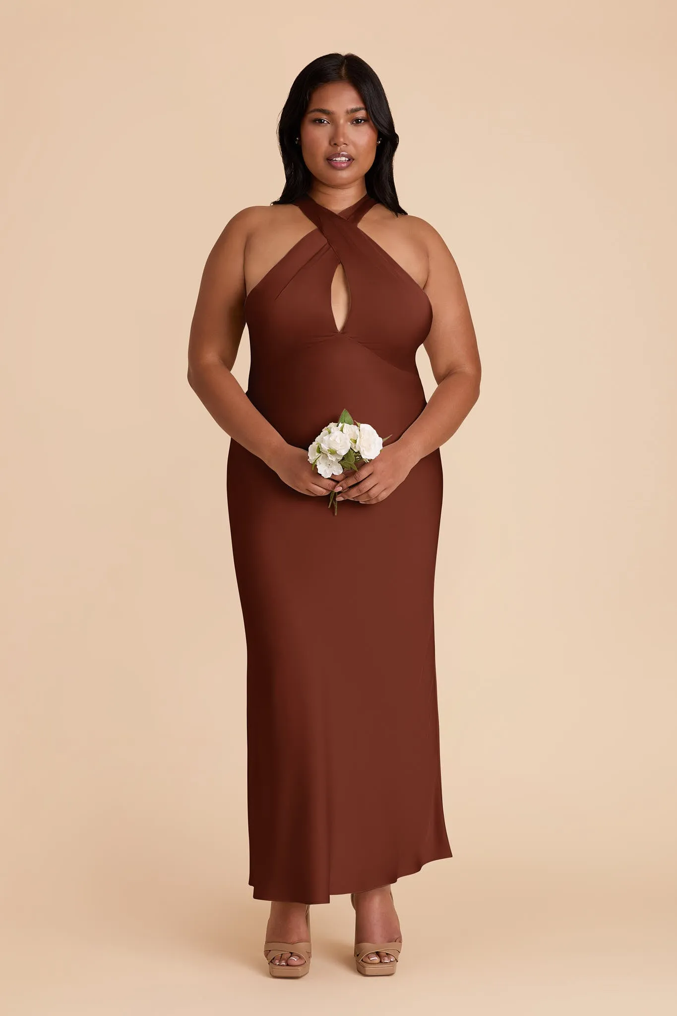 Monique Matte Satin Dress - Cognac sold by Birdy Grey product image thumbnail 3
