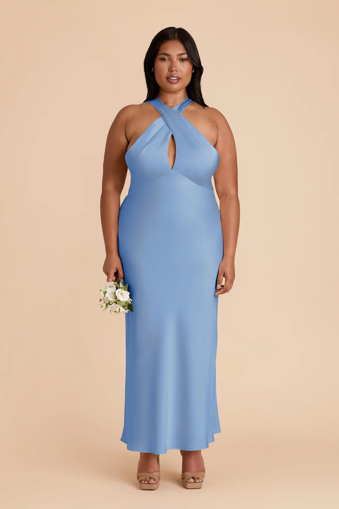 Monique Matte Satin Dress - Bluebell sold by Birdy Grey product image thumbnail 3