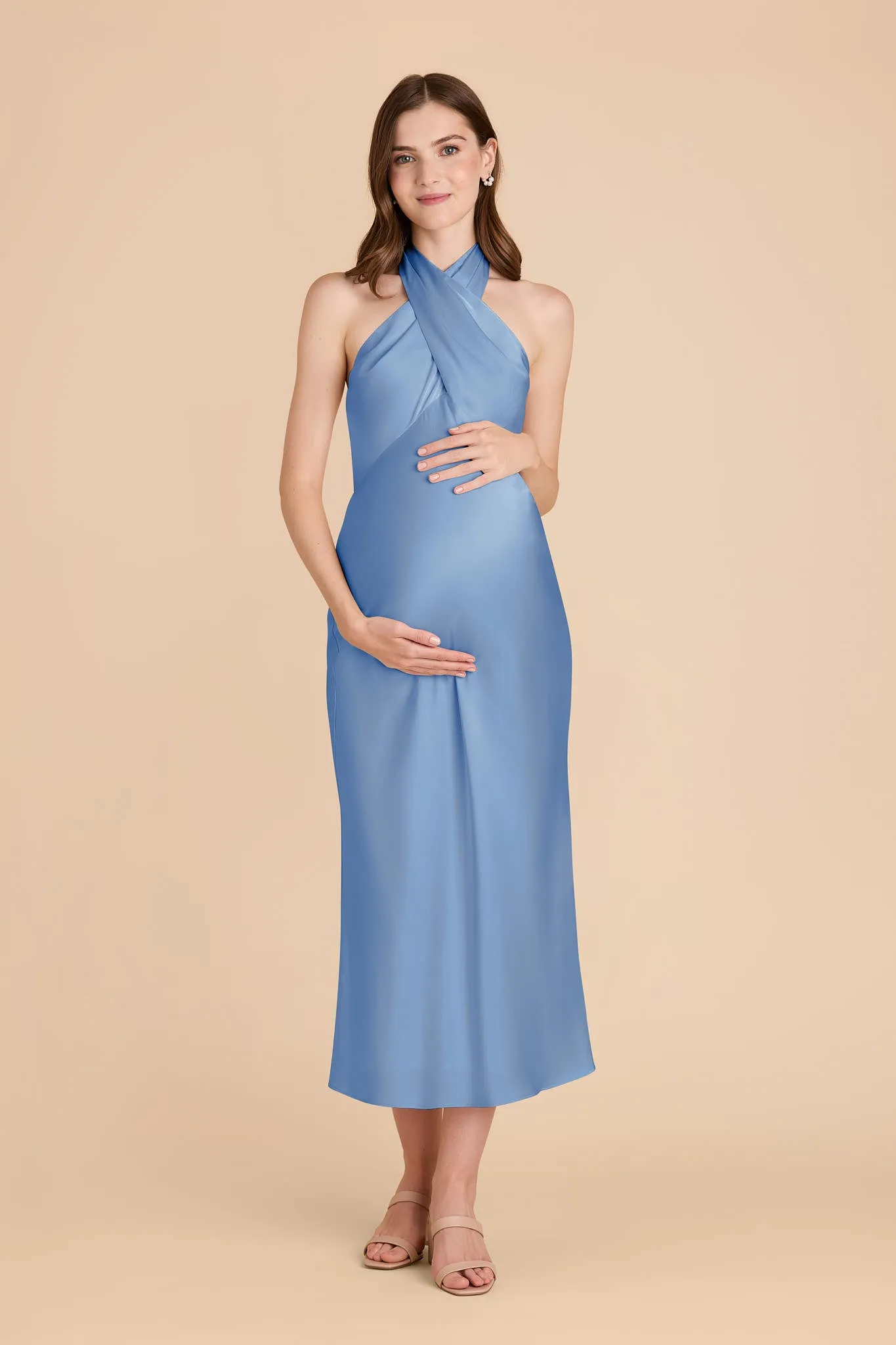 Monique Matte Satin Dress - Bluebell sold by Birdy Grey product image thumbnail 2