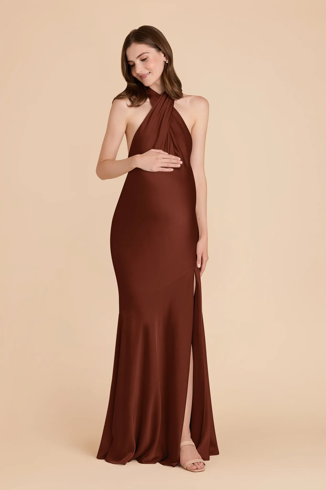 Stephanie Matte Satin Dress - Cognac sold by Birdy Grey product image thumbnail 2
