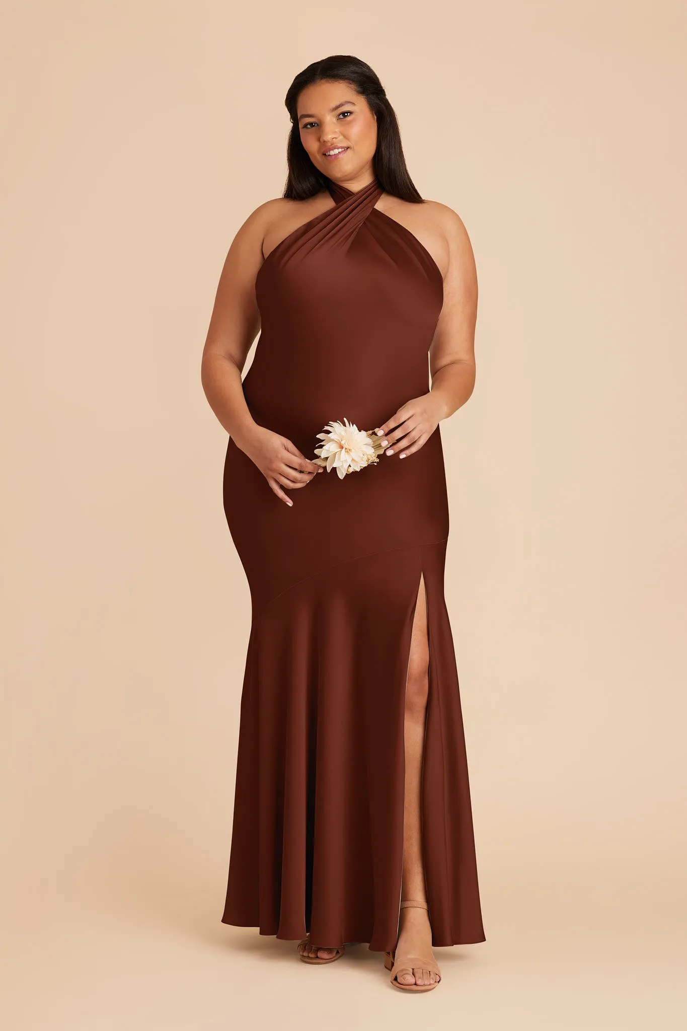 Stephanie Matte Satin Dress - Cognac sold by Birdy Grey product image thumbnail 3