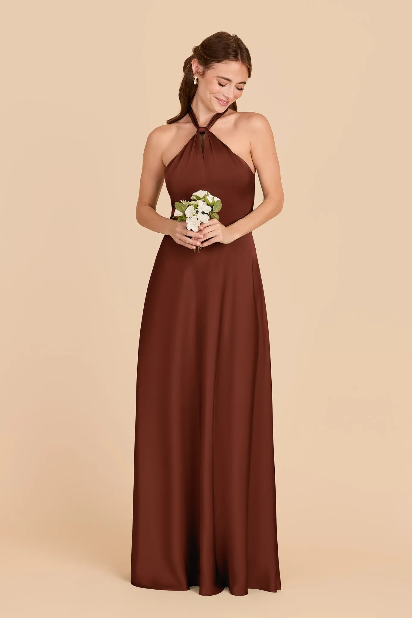 Monica Matte Satin Dress - Cognac sold by Birdy Grey product image thumbnail 3
