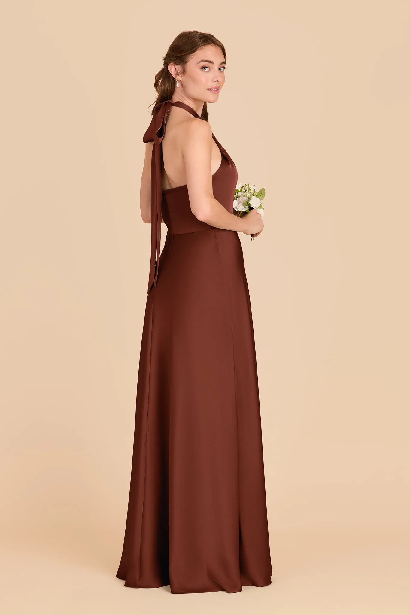 Monica Matte Satin Dress - Cognac sold by Birdy Grey product image thumbnail 4