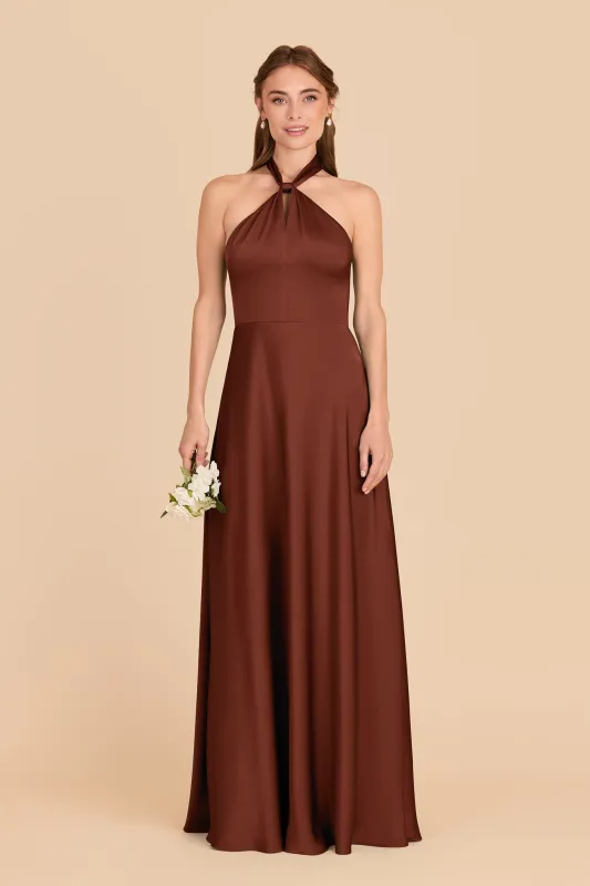 Monica Matte Satin Dress - Cognac sold by Birdy Grey