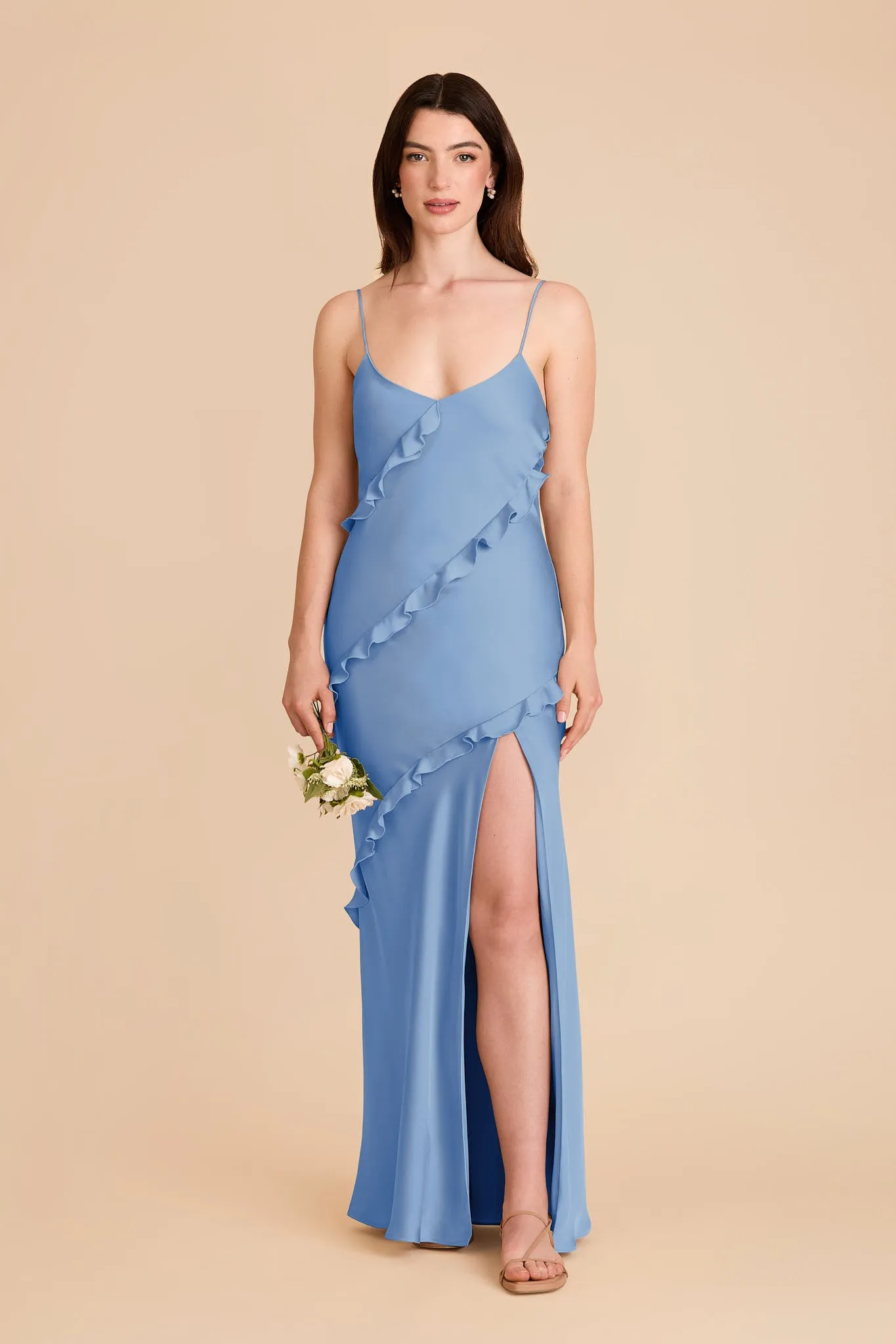 Valentina Matte Satin Dress - Bluebell sold by Birdy Grey