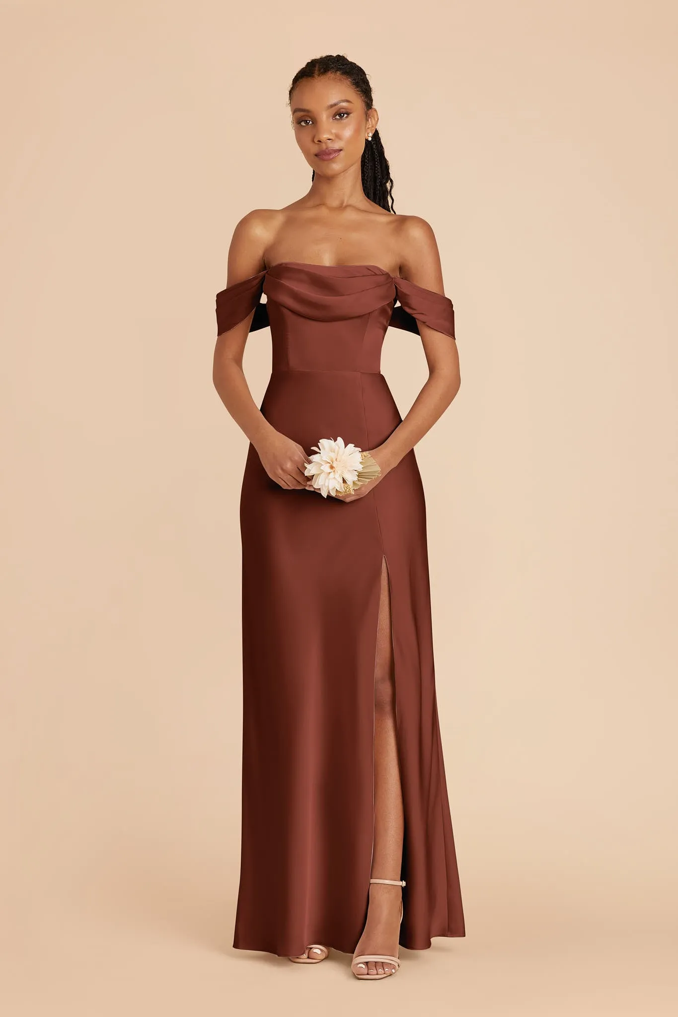 Mia Matte Satin Dress - Cognac sold by Birdy Grey product image thumbnail 3