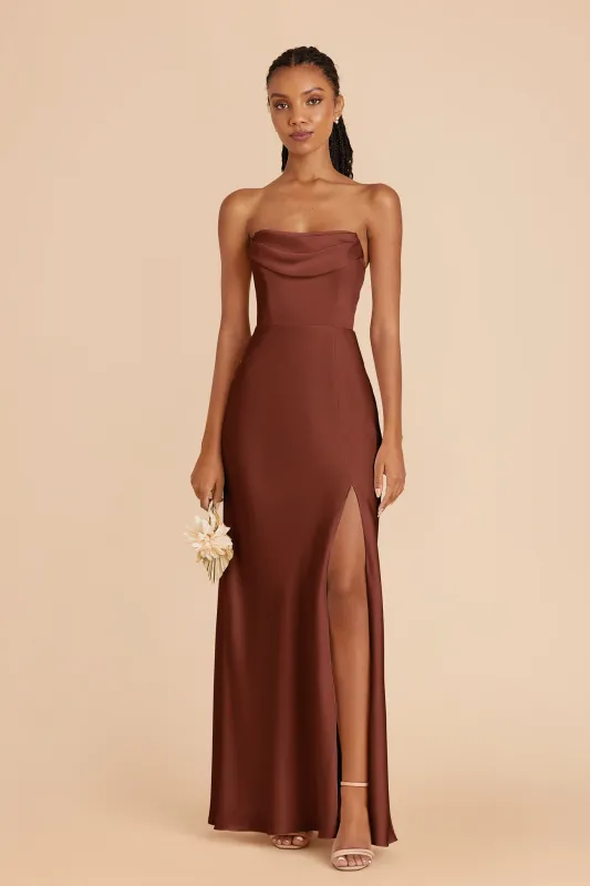 Mia Matte Satin Dress - Cognac sold by Birdy Grey