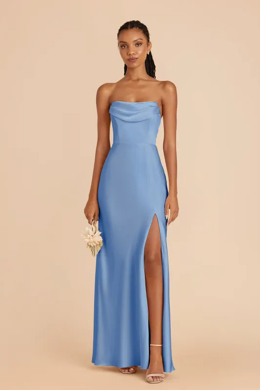 Mia Matte Satin Dress - Bluebell sold by Birdy Grey