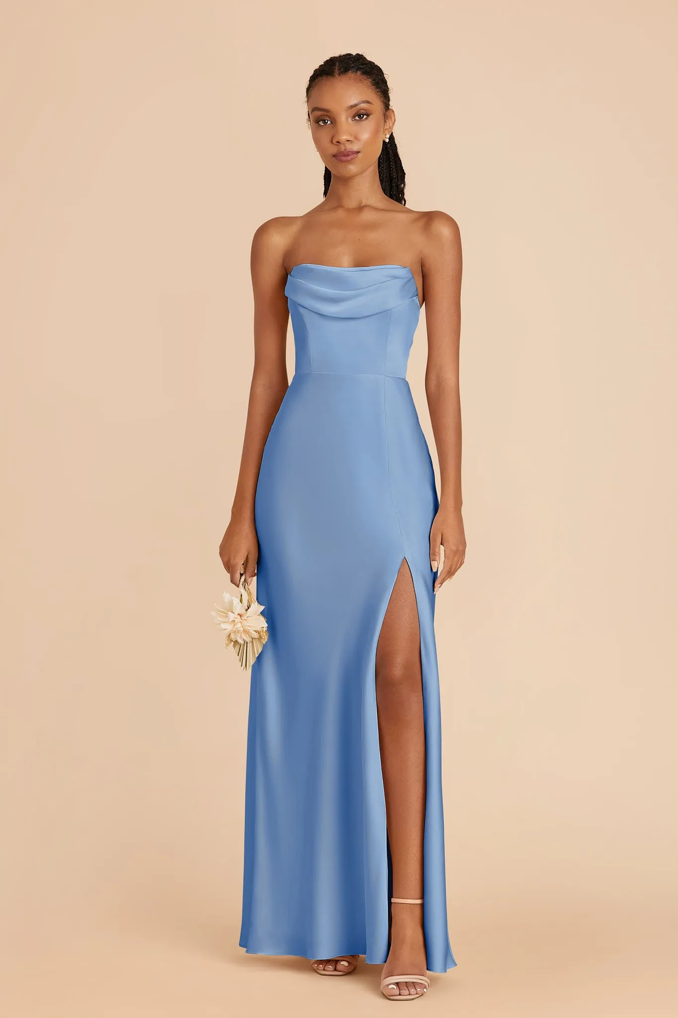 Mia Matte Satin Dress - Bluebell sold by Birdy Grey