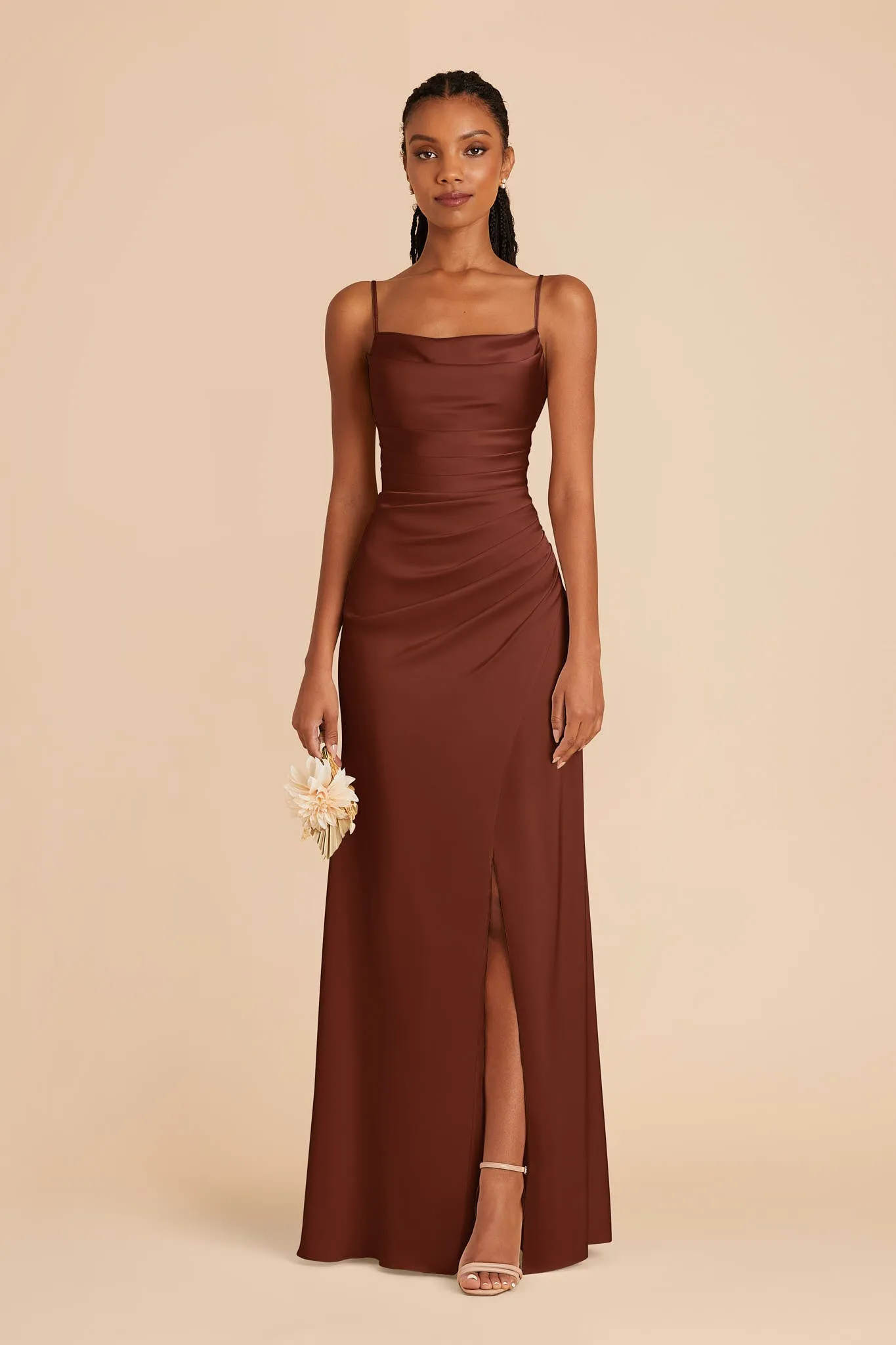 Lydia Matte Satin Dress - Cognac sold by Birdy Grey