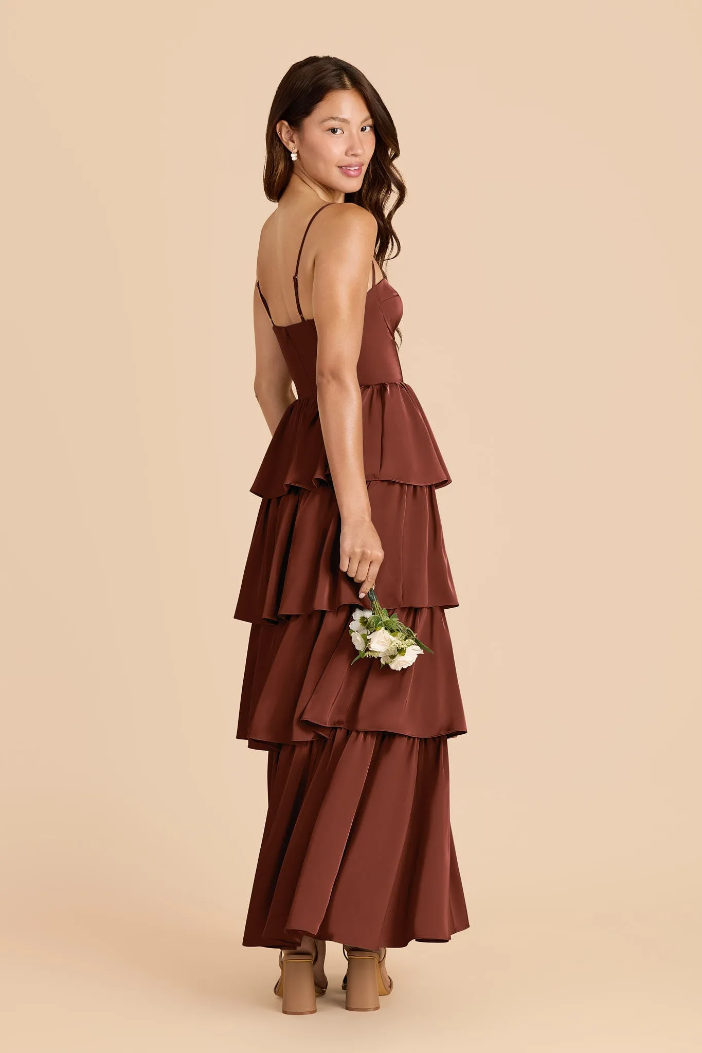 Lola Matte Satin Dress - Cognac sold by Birdy Grey product image thumbnail 3