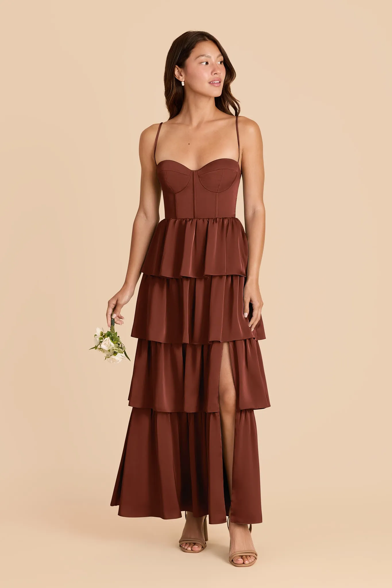 Lola Matte Satin Dress - Cognac sold by Birdy Grey product image thumbnail 2