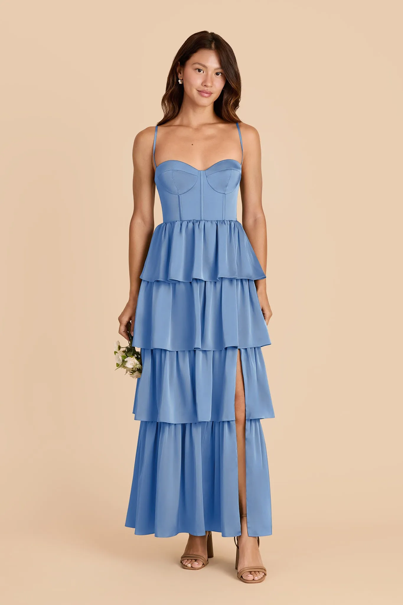 Lola Matte Satin Dress - Bluebell sold by Birdy Grey