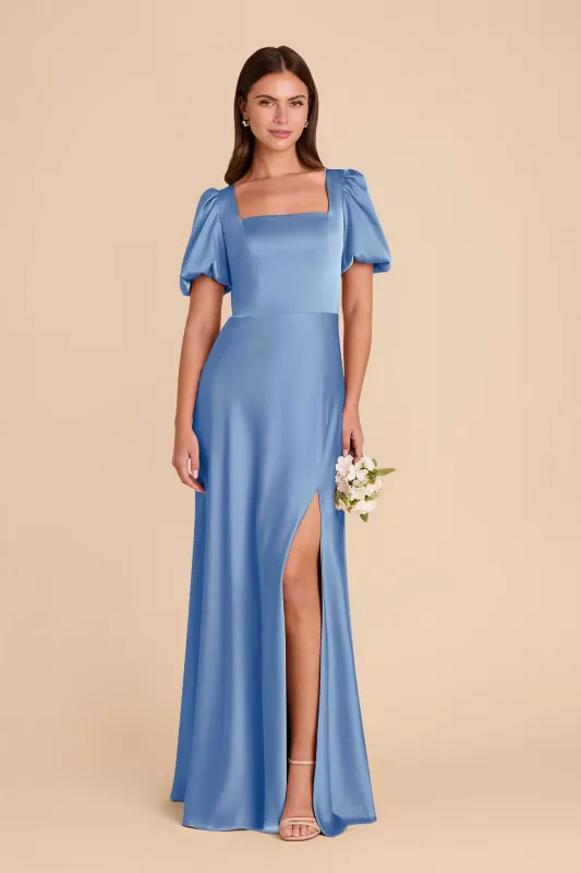 Judy Matte Satin Dress - Bluebell sold by Birdy Grey