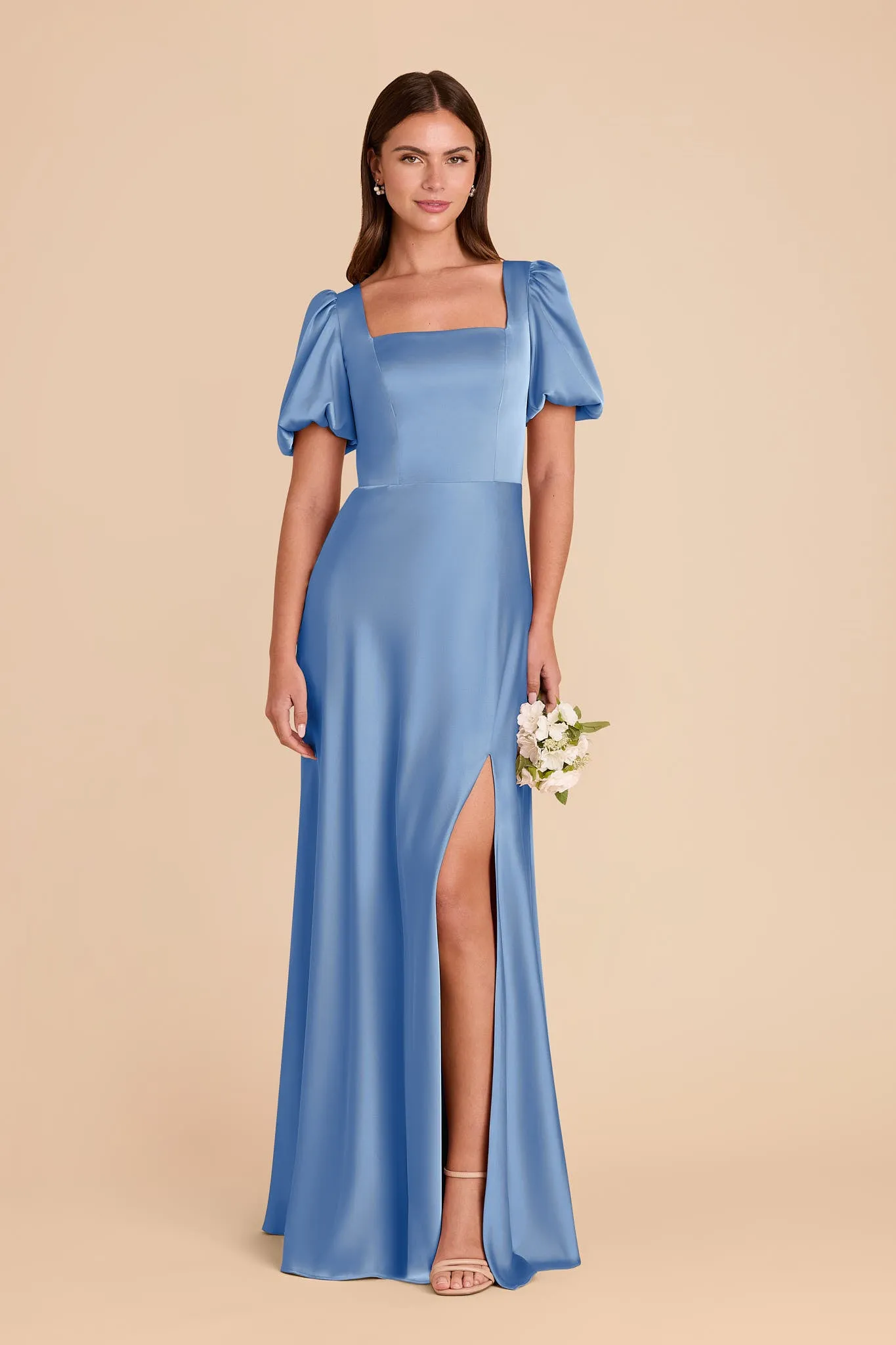Judy Matte Satin Dress - Bluebell sold by Birdy Grey