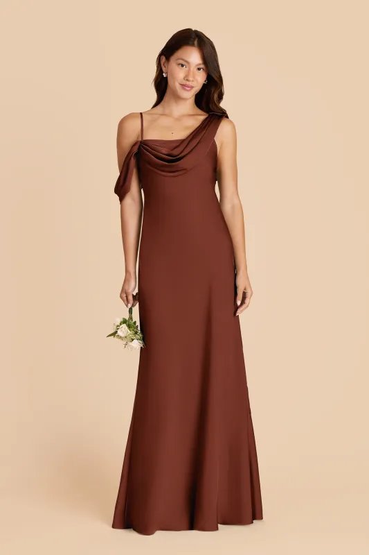 Freya Matte Satin Dress - Cognac sold by Birdy Grey